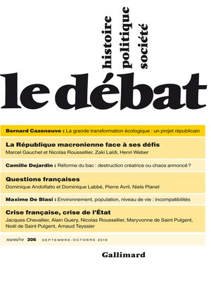 cover image of Le Débat N° 206 (Septembre--Octobre 2019)